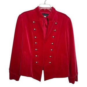 Vintage Military Style Jacket Women’s Size 14 Large XL Red Velvet